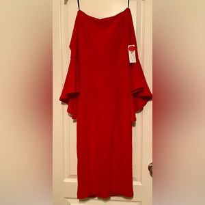 Bell sleeve off-shoulder red dress NWT